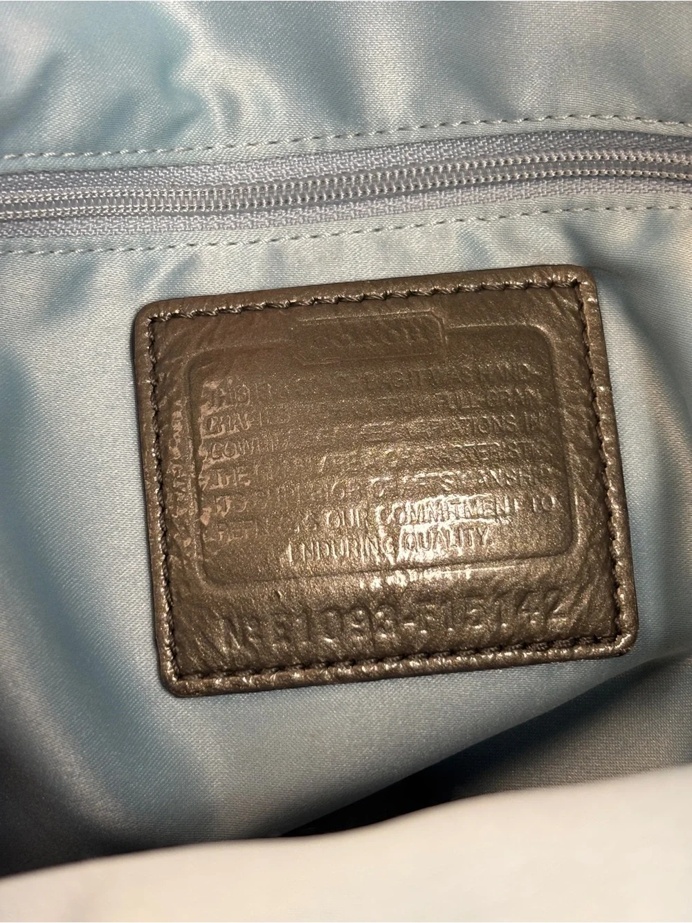 Coach‎ Signature Stripe Stitched Patent Leather Tote Olive Green 15142